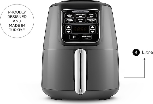 Karaca Air Pro Cook XL 2in1 Airfryer 4 lt Konuşan Yağsız Space Gray Fritöz