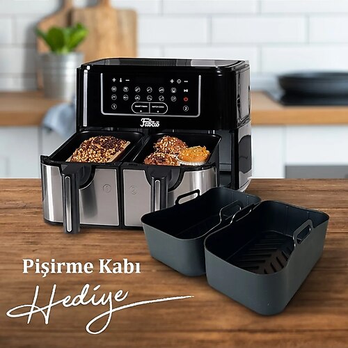 Fabcio Duo Dokunmatik Ekran 9lt Çift Hazneli Airfryer Yağsız Fritöz
