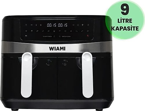Wiami Airfryer Çift Sepetli 9 lt Yağsız Fritöz