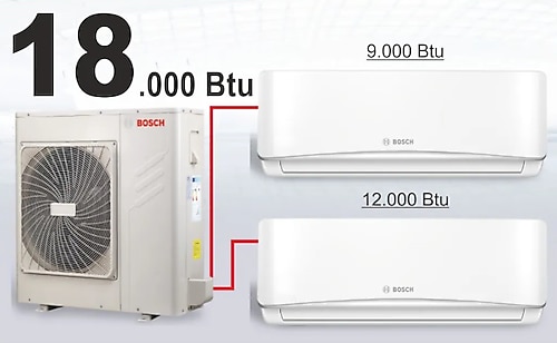Bosch 18000 BTU 1 Dış + 2 İç Ünite (9+12) Duvar Tipi Multi Inverter Split Klima