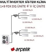 Arçelik Multi İnverter Sistem Klima Siyah Seri (72.000 Btu) Dış Ünite ve 6 Adet 12.000 Btu/h İç Üniteli Paket