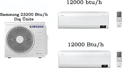 Samsung Multi Klima Takımı 2 Iç Üniteli - 12000 Btu/h 12000 Btu/h Iç Üniteli 23200 Btu/h Dış Üniteli