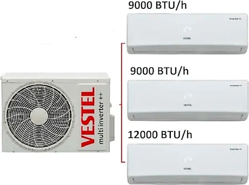 Vestel Flora Doğa 1 Dış + 3 İç Ünite (9+9+12) Duvar Tipi Multi Inverter Plus Klima