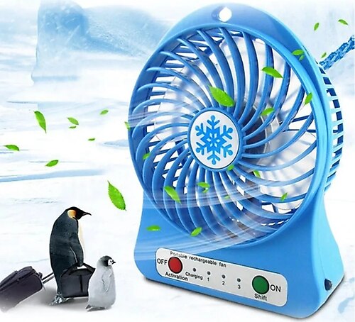 YNS İLETİŞİM Şarjlı Vantilatör Mini Fan Seyahat Tipi Soğutucu Masaüstü Laptop Notebook USB Fan