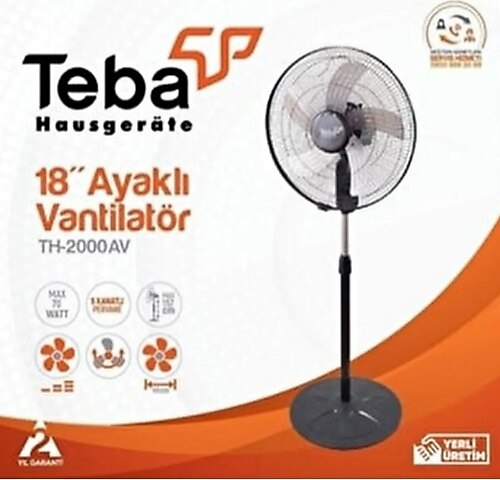 Teba 18 Inc 5 Metal Pervaneli Ev Ve Iş Yeri Sanayi 70 Watt Hızlı Vantilatör